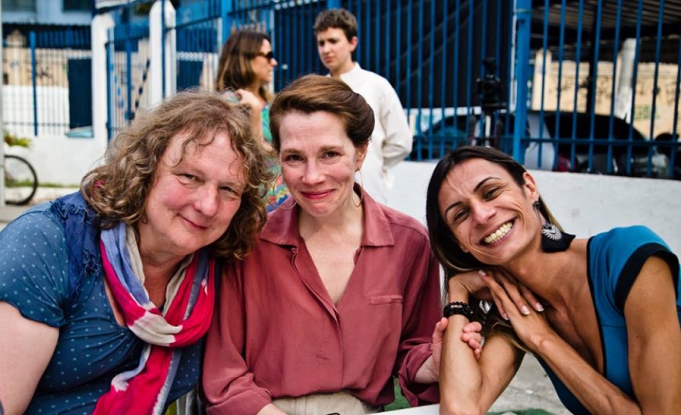 In image: Jo Clifford, Renata Carvalho, and Annabel Coope. photo: Annabel Cooper