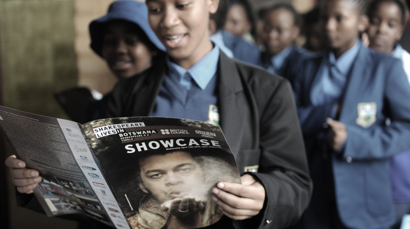 A government school student reads the Shakespeare Lives in Botswana Showcase programme photographer Monirul Bhuiyan v 2